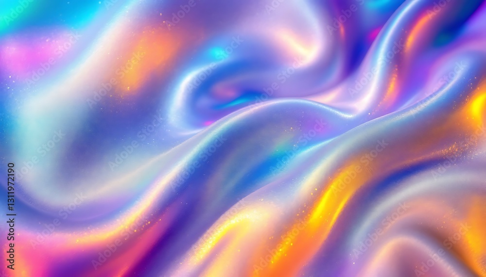 Obraz premium Abstract iridescent swirls of vibrant color, creating a smooth, flowing texture