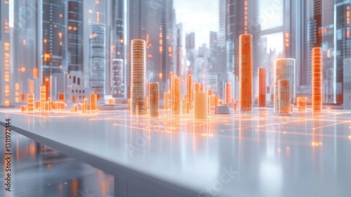 Fototapeta Naklejka Na Ścianę i Meble -  Futuristic city skyline, digital map