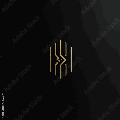 Elegant gold logo emblem on a black background conveys luxury and design.