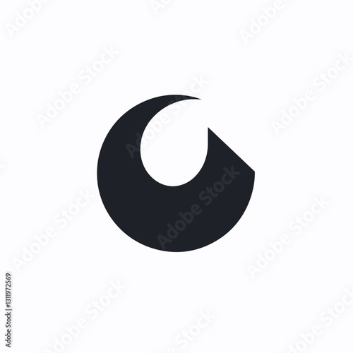 Abstract Dark Geometric Crescent Shape on White for Modern Design Style