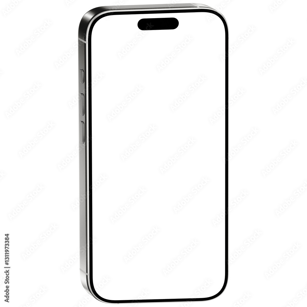 Photo of smartphone without background. White screen. White titanium color. Template for mockup Photo of smartphone without background. White screen. White titanium color. Template for mockup