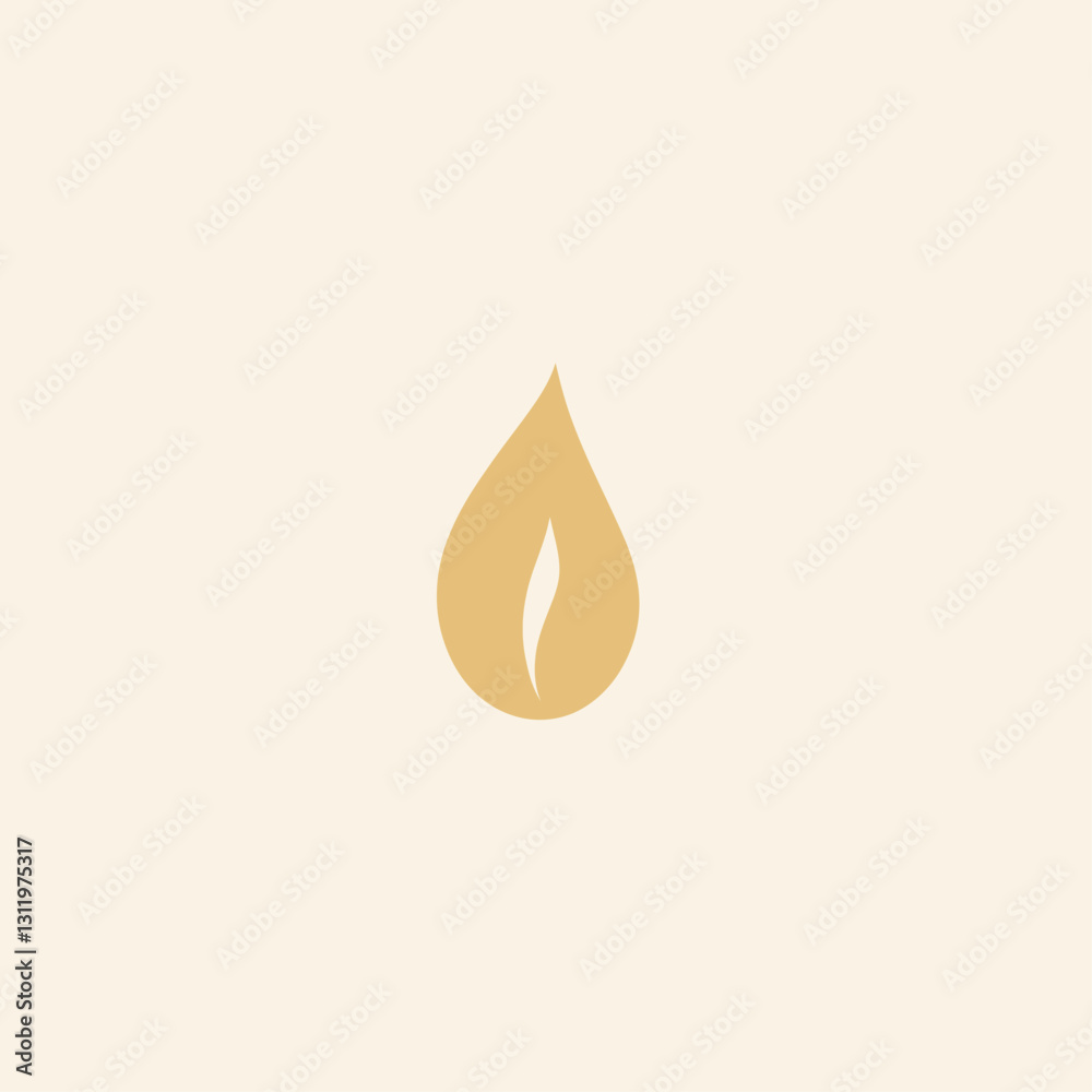 Minimalist gold water drop on cream backdrop evokes purity and simplicity Minimalist gold water drop on cream backdrop evokes purity and simplicity