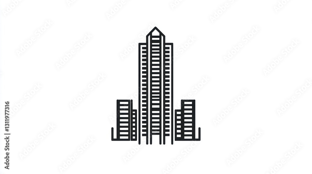 City skyline outline, modern architecture, urban scene, illustration, simple design, business, graphic, minimalist City skyline outline, modern architecture, urban scene, illustration, simple design, business, graphic, minimalist