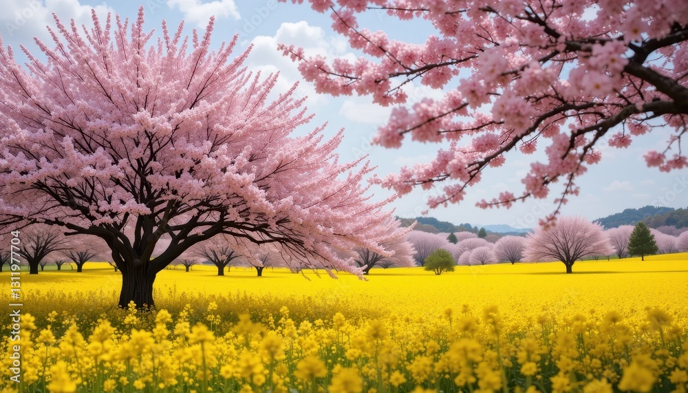 Floral serenity photography of cherry blossom fields Floral serenity photography of cherry blossom fields