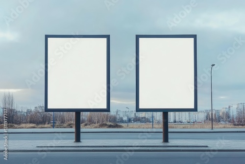High Definition Image of Two Blank Signs on the Post Put Your Own Text or Image Here