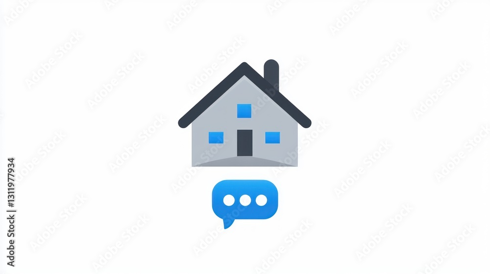 Simple home icon with chat bubble, for app interface design Simple home icon with chat bubble, for app interface design