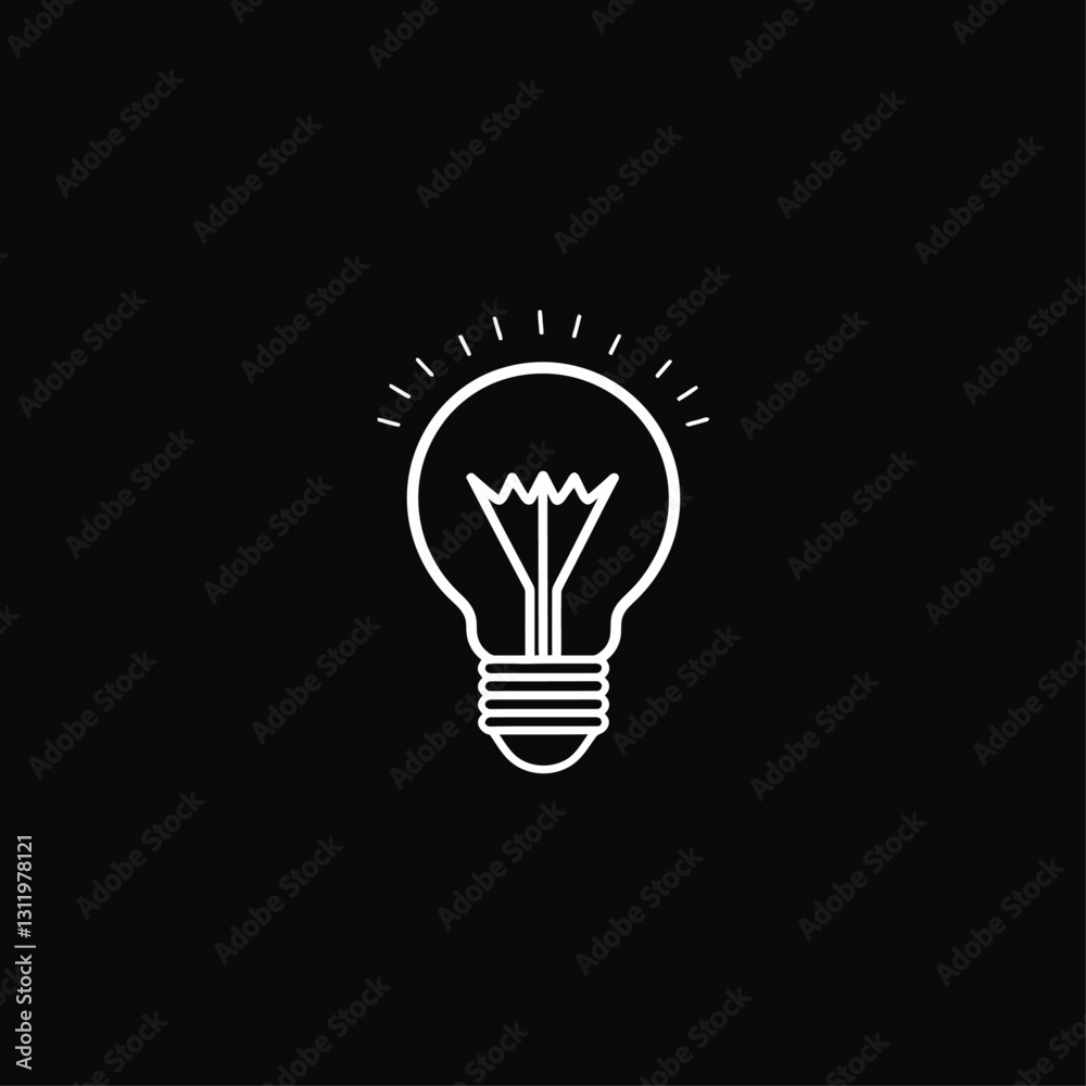 White outline of light bulb against a black background showcasing idea White outline of light bulb against a black background showcasing idea