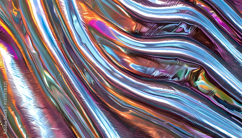 Modern abstract holographic background. Iridescent rainbow texture. AI generated