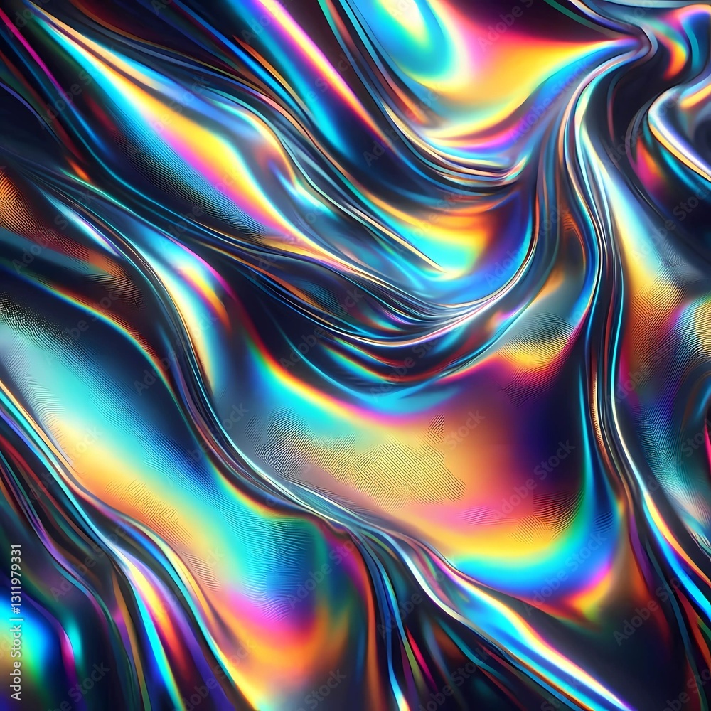 Modern abstract holographic background. Iridescent rainbow texture. AI generated