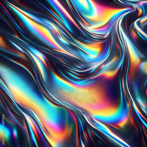 Obraz na płótnie Modern abstract holographic background. Iridescent rainbow texture. AI generated w salonie