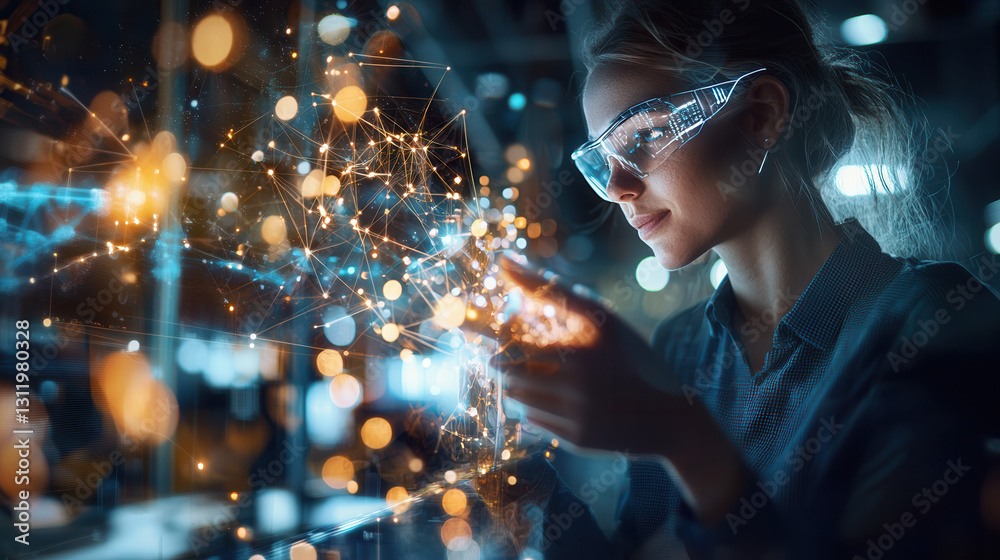 Innovative professional analyzing data with advanced technology and metrics Innovative professional analyzing data with advanced technology and metrics
