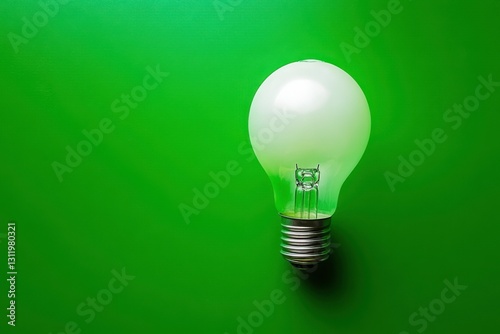 Lightbulb idea on green background. Symbol of solution, innovation, creativity and inspiration. Conceptual design suitable for ecological awareness,earth day, environmental topics ideas.