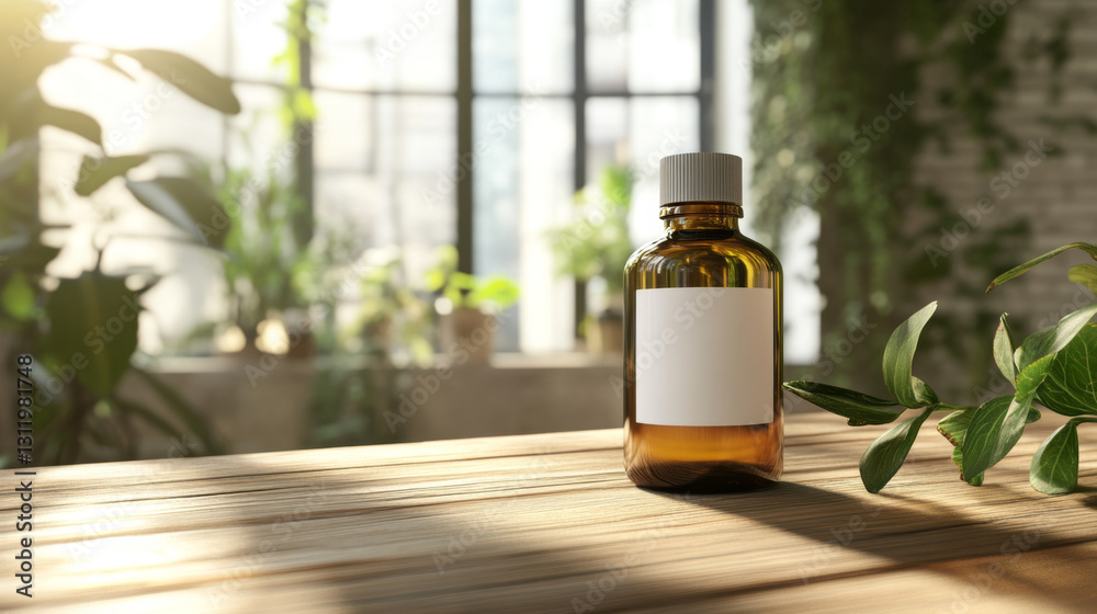 mber Glass Bottle Mockup with Blank Label on a Wooden Surface – Natural Light mber Glass Bottle Mockup with Blank Label on a Wooden Surface – Natural Light