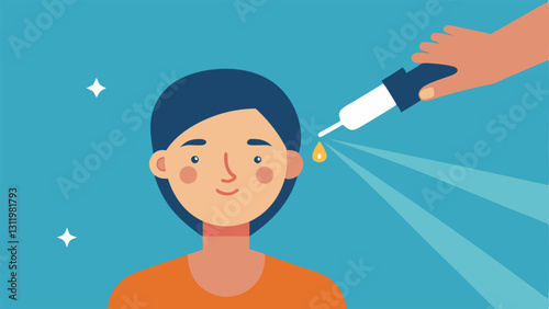 Smoothing Serum Application An illustration of a hand applying a serum to the face with rays of light emanating from the product symbolizing the rejuvenating effects of exosomes