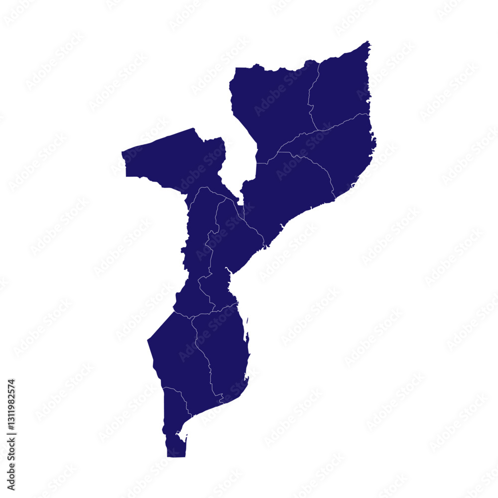 Fototapeta premium Mozambique Map vector illustration. Mozambique Map silhouette