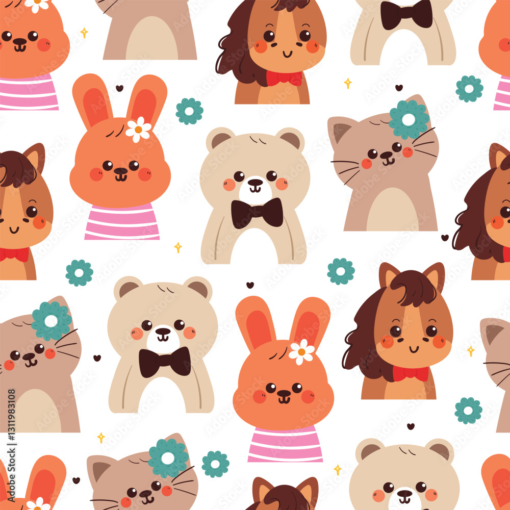 Obraz premium seamless pattern cute cartoon animals. cute animal pattern, chicken pattern, for wallpaper
