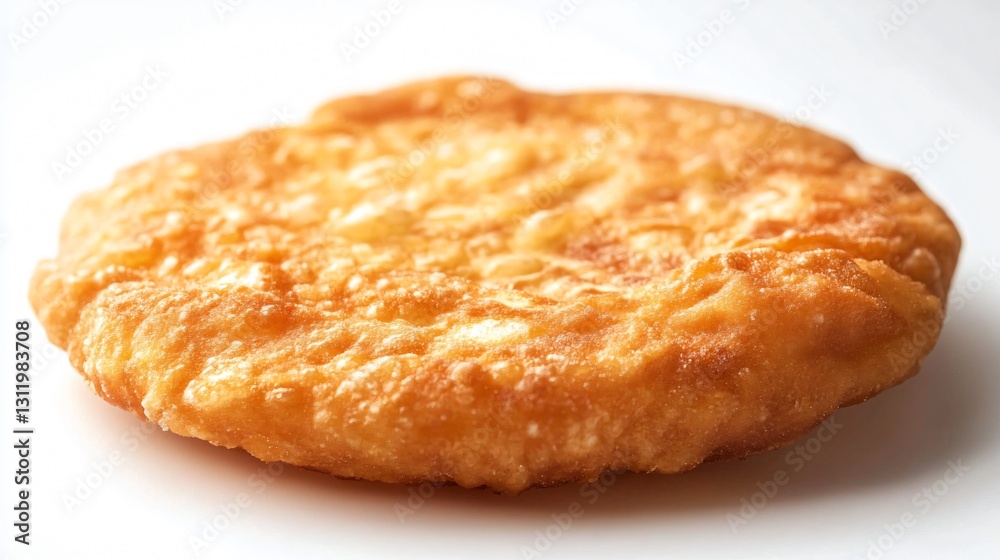 Extra crispy pupusa with a golden, bubbled crust, captured in high detail to emphasize the crunchy texture, placed on a neutral white background Extra crispy pupusa with a golden, bubbled crust, captured in high detail to emphasize the crunchy texture, placed on a neutral white background