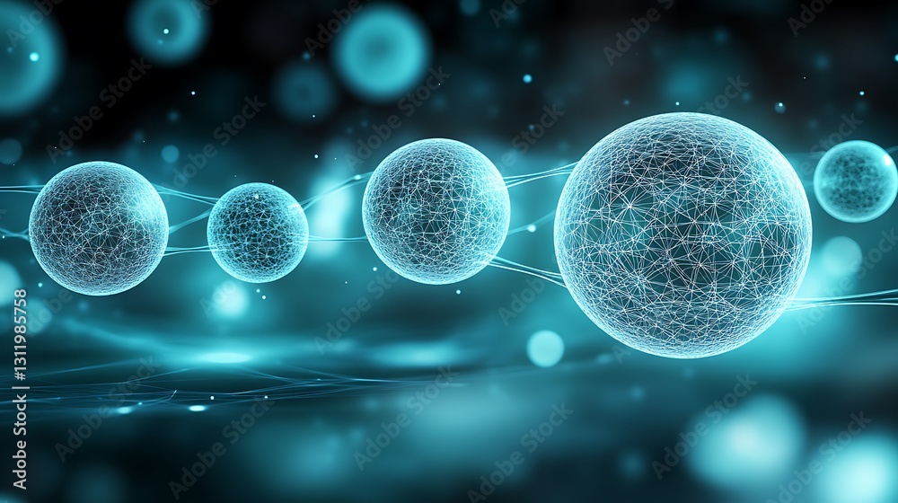 Luminous spheres connected with network lines in a dark space Luminous spheres connected with network lines in a dark space