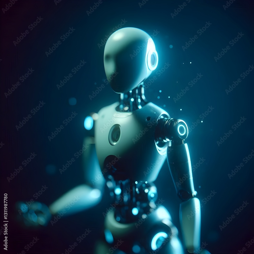 Futuristic humanoid robot in metallic joints. Ai technology, and the potential integration of robots into human-like roles. Futuristic humanoid robot in metallic joints. Ai technology, and the potential integration of robots into human-like roles.