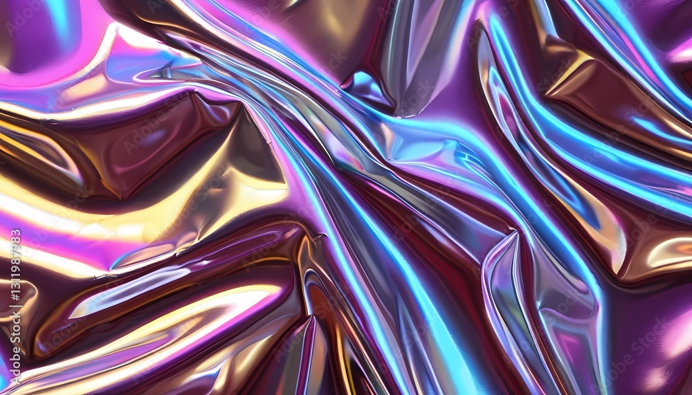 Modern abstract holographic background. Iridescent rainbow texture. AI generated