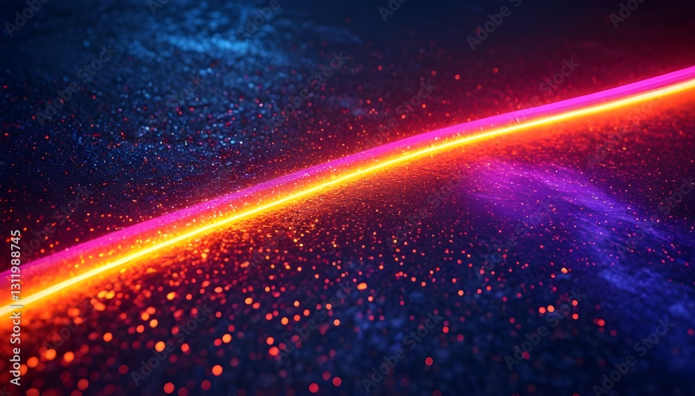 Background with neon rays on stone texture. Modern neon wallpaper. Neon glare on wet stone. Cyberpunk background. Generated by AI
