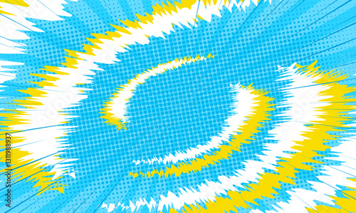 boom comic background with explode effect and dot halftone on blue