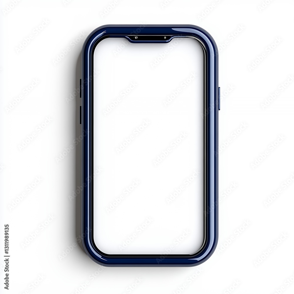 Blank Screen Navy Blue Smartphone Mockup on White Blank Screen Navy Blue Smartphone Mockup on White