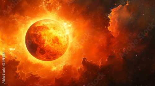full eclipse of the sun, realistic, wide shot