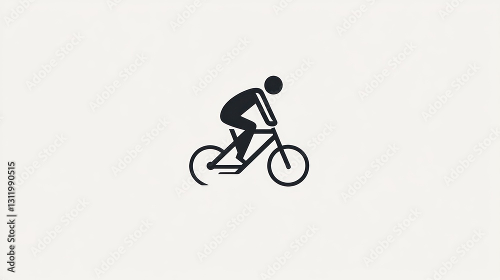 Obraz premium Person Cycling on a Bike; Simple Graphic; Outdoors; Sport Illustration; Use in Brochure, Website, or Icon