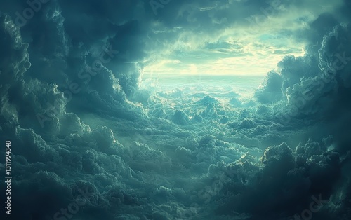 Wallpaper Mural A sea of dark, moody clouds over a calm ocean, creating a sense of impending rain or storm Torontodigital.ca