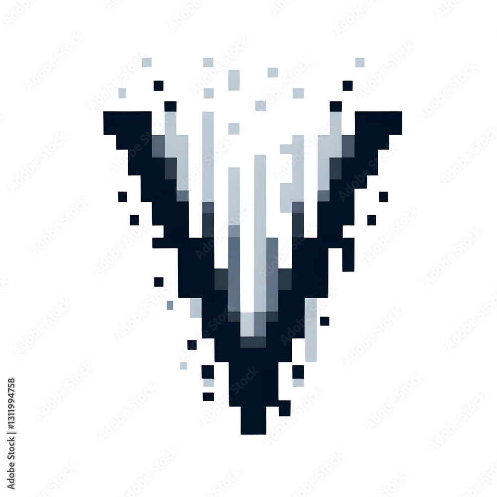 Stylized pixel art insignia letter V, on transparent background png Stylized pixel art insignia letter V, on transparent background png