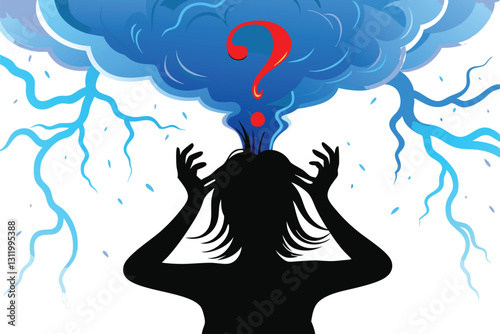 A woman's pensive face amidst a swirling, chaotic storm, symbolizing an internal struggle and difficult decision.  Her expression reveals deep contemplation and internal conflict.