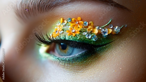 Fototapeta Naklejka Na Ścianę i Meble -  The scene of blooming flowers in the eyes