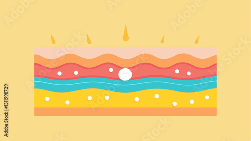 Vibrant Skin Layers A crosssection illustration showing layers of skin with healthy cells glowing to indicate rejuvenation and antiaging effects.