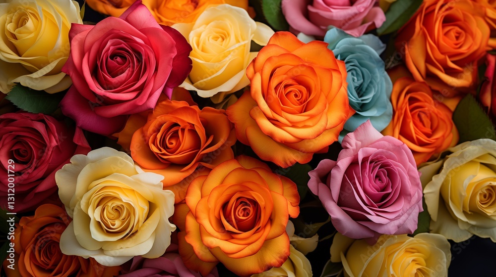 Fototapeta premium Floral harmony in a medley rose close-up a?
