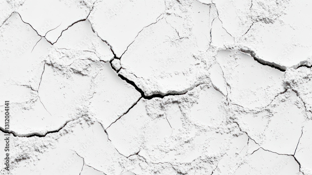 Obraz premium Cracked White Surface Texture: Abstract monochrome backdrop of fissures and fragmented earth