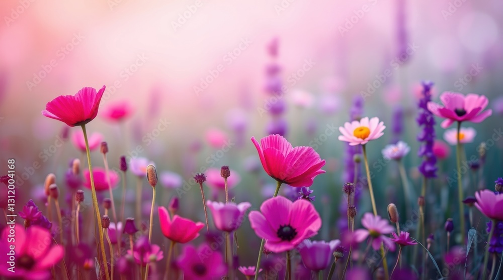 Colorful blooming flowers in a vibrant garden during springtime showcase nature's beauty and diversity Colorful blooming flowers in a vibrant garden during springtime showcase nature's beauty and diversity