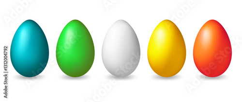 Set Easter colored eggs, holiday symbol, vector.