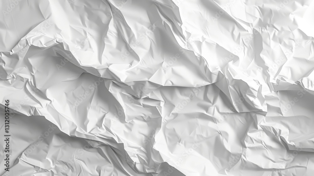 Fototapeta premium a hyper-realistic rendering of crumpled white paper with a faint grid design