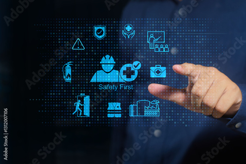 Work safety and compliance concept, Safety First concept. Compliance with laws and regulations and ethical operations to standard and corporate policy.