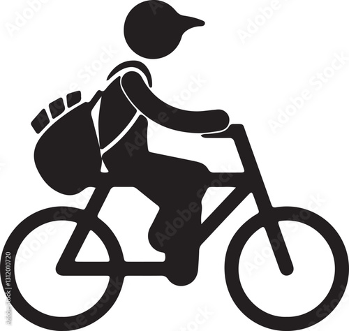 The illustration of a courier delivering newspapers on a bicycle