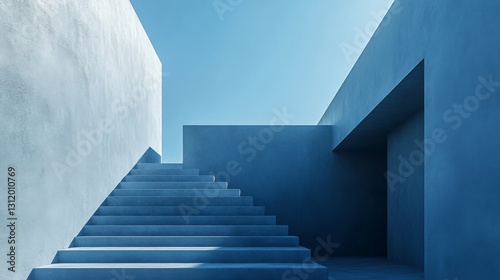 Serene Blue Space with Morning Sunlight Effects