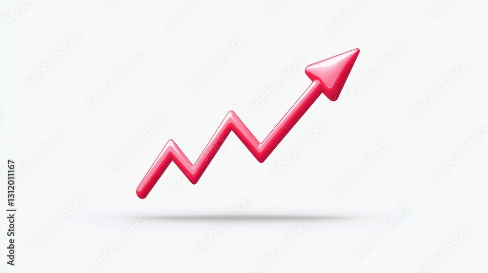 Pink 3D arrow pointing upward, depicting growth or increase. Pink 3D arrow pointing upward, depicting growth or increase.