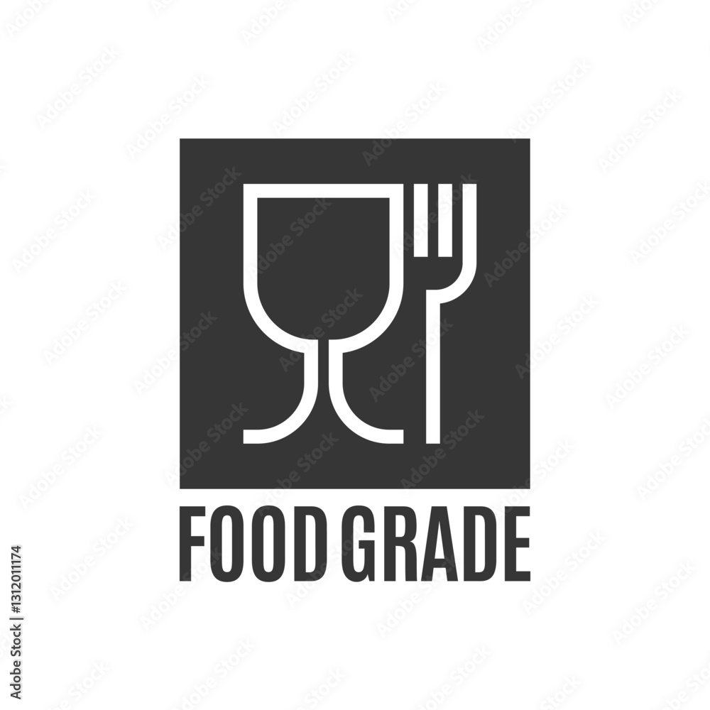 Fototapeta premium Food Grade Symbol. Glass and Fork Safety Sign. Vector Icon for Packaging.