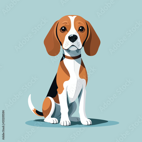 Cute beagle, pet, handmade drawing vector illustration, poster, banner, isolated on background-1
