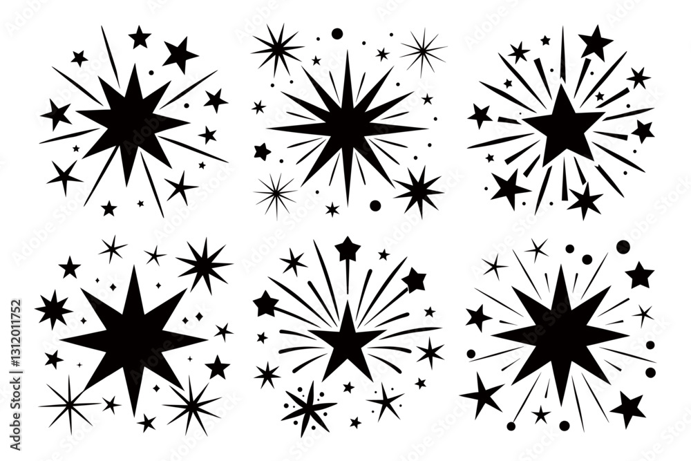 Obraz premium Star Starburst Fireworks Party 4th of July Clipart Silhouette