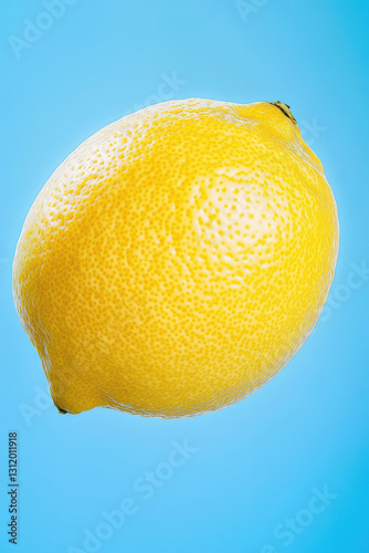 big fresh lemon against a blue background