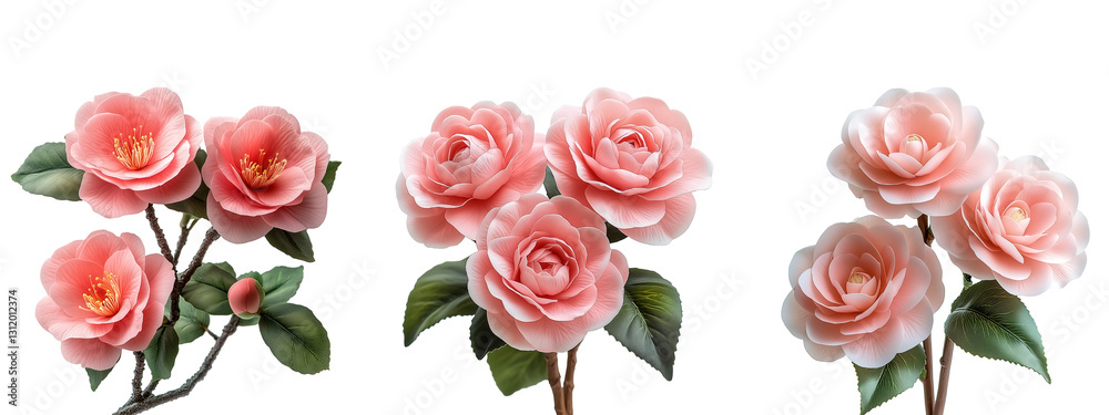 Naklejka premium Camellia flower on transparent backgound
