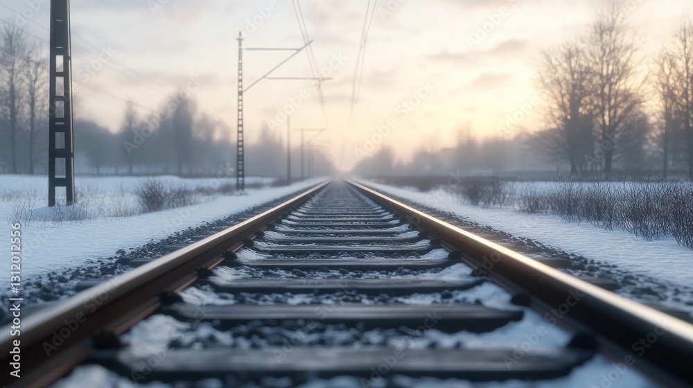 Fototapeta premium Minimalist railway track illustration, ideal for transportation concepts.