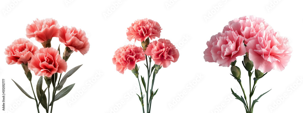 Carnation flowers on transparent background
